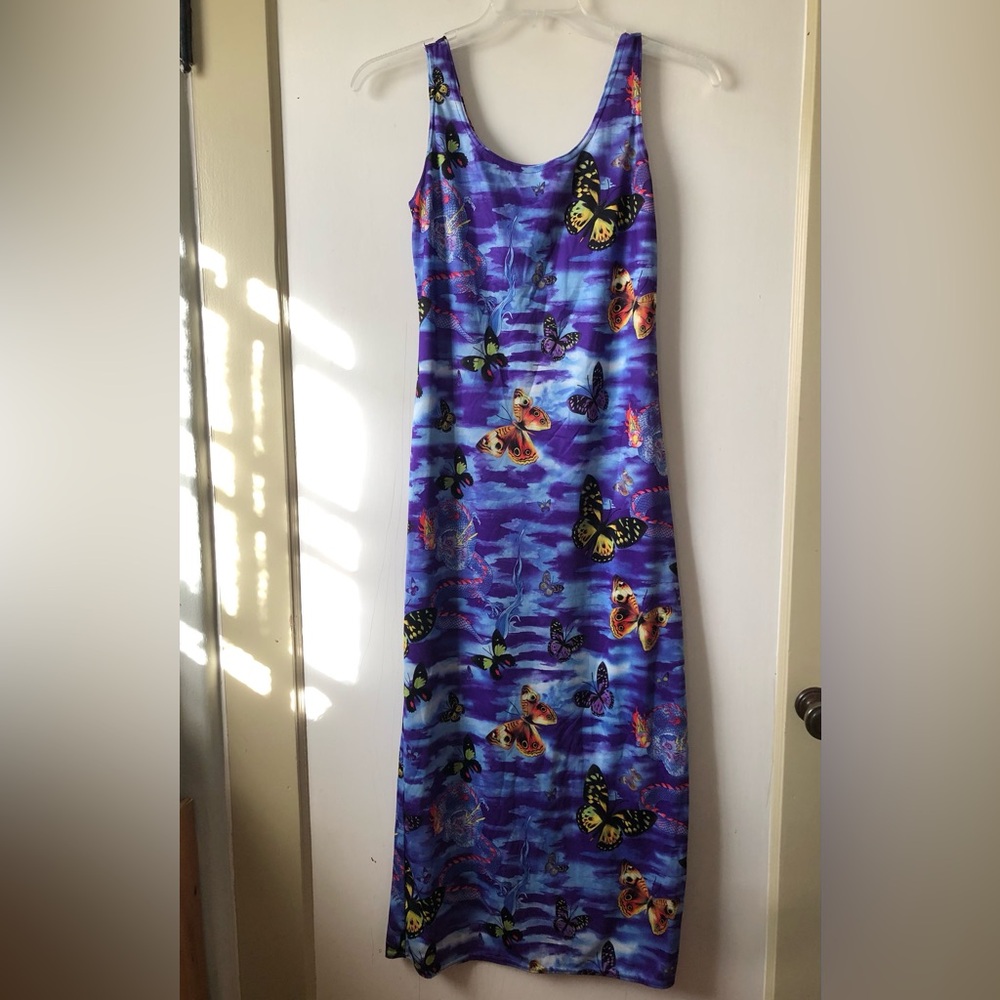 Purple Butterfly Print Sleeveless Maxi Dress Size Juniors 7/9